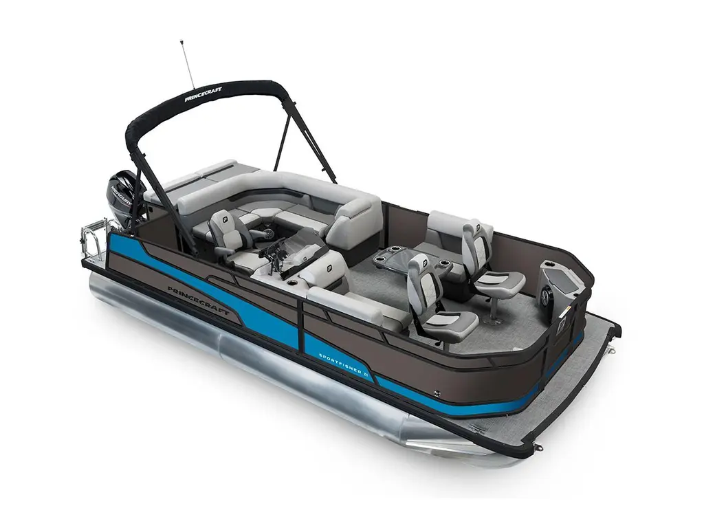 2026 Princecraft Sportfisher 21-2S Charcoal - Black Edition|Laguna Blue Strip