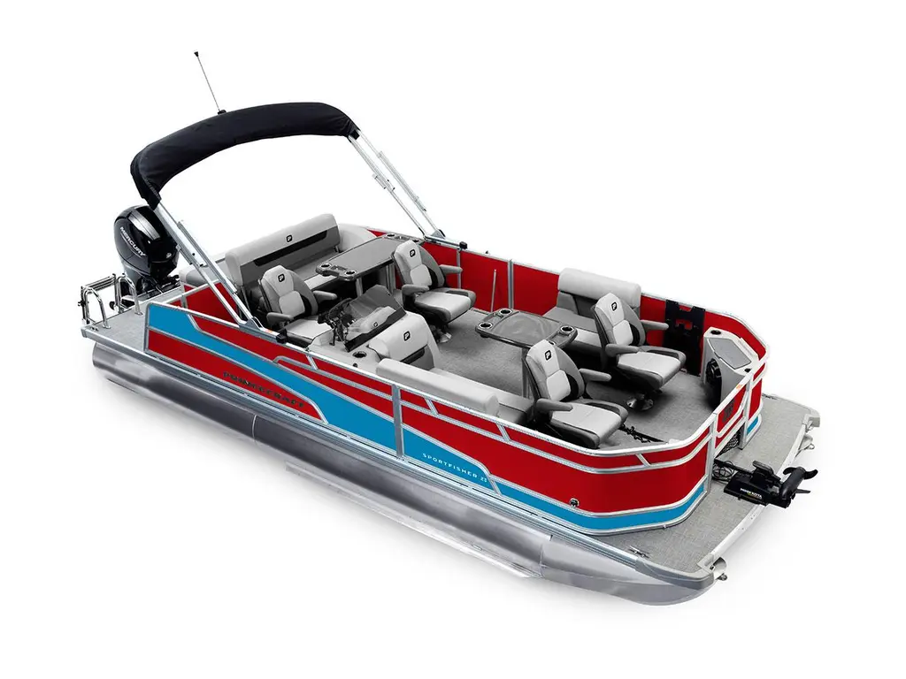 2026 Princecraft Sportfisher 23-2S RL Ruby Red - Laguna Blue Strip