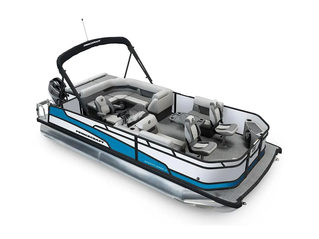 2026 Princecraft Sportfisher 21-2S Pearl - Black Edition|Laguna Blue Strip