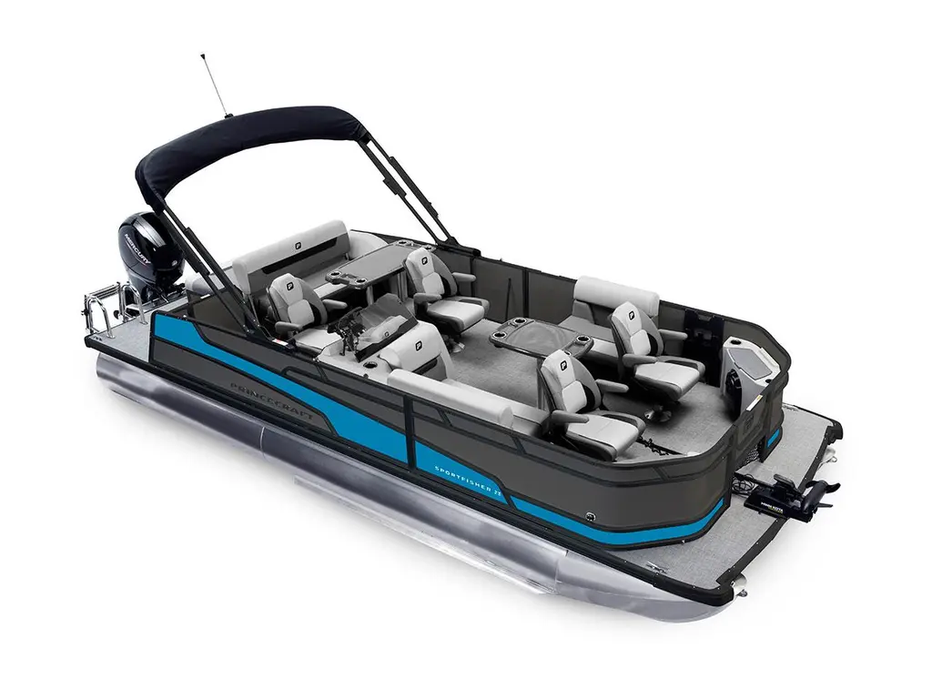 2026 Princecraft Sportfisher 23-2S RL Charcoal - Black Edition|Laguna Blue Strip