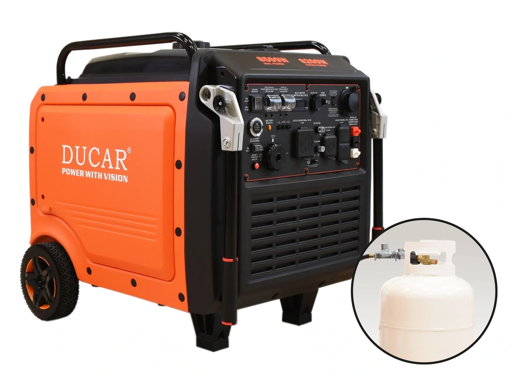 Ducar Génératrice à onduleur 8500W, 16 CV, démarreur à distance, bicarburant (propane / essence) Génératrice à onduleur 8500W, 16 CV, démarreur à distance, bicarburant (propane / essence) 2026 alt