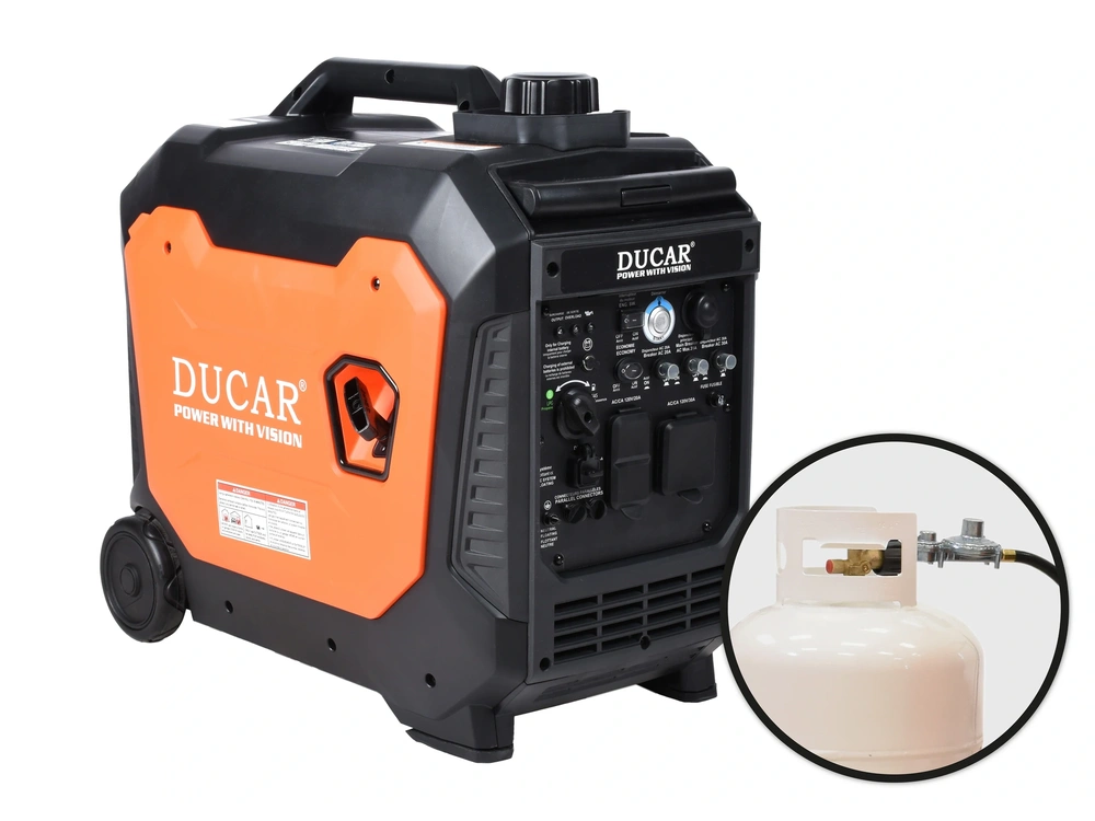 Ducar Génératrice à onduleur 4400W, 6 CV, bicarburant (propane / essence) Génératrice à onduleur 4400W, 6 CV, bicarburant (propane / essence) 2026 alt