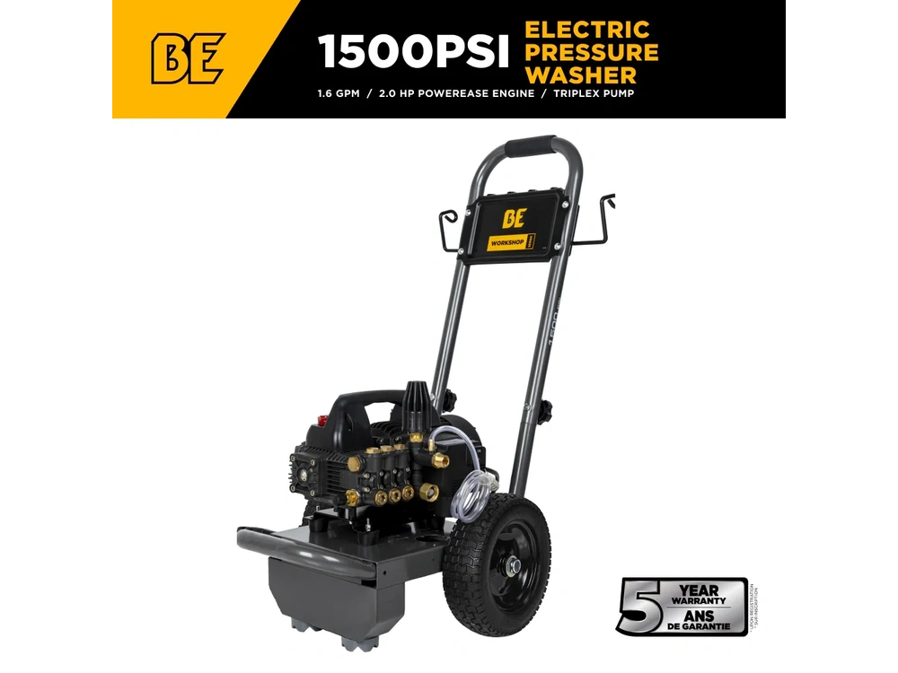 2026 BePower B1515EN 1,500 PSI 1.6 GPM 1.5 HP Electric Pressure Washer with Powerease Motor and Triplex Pump - B1515EN alt