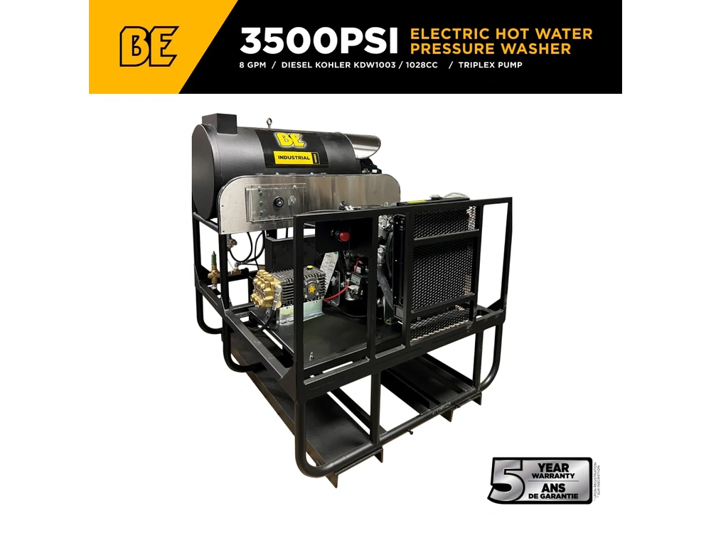 2026 BePower 5835DG 3,500 PSI 8 GPM Hot Water Diesel Pressure Washer Skid with General Triplex Pump - 5835DG alt