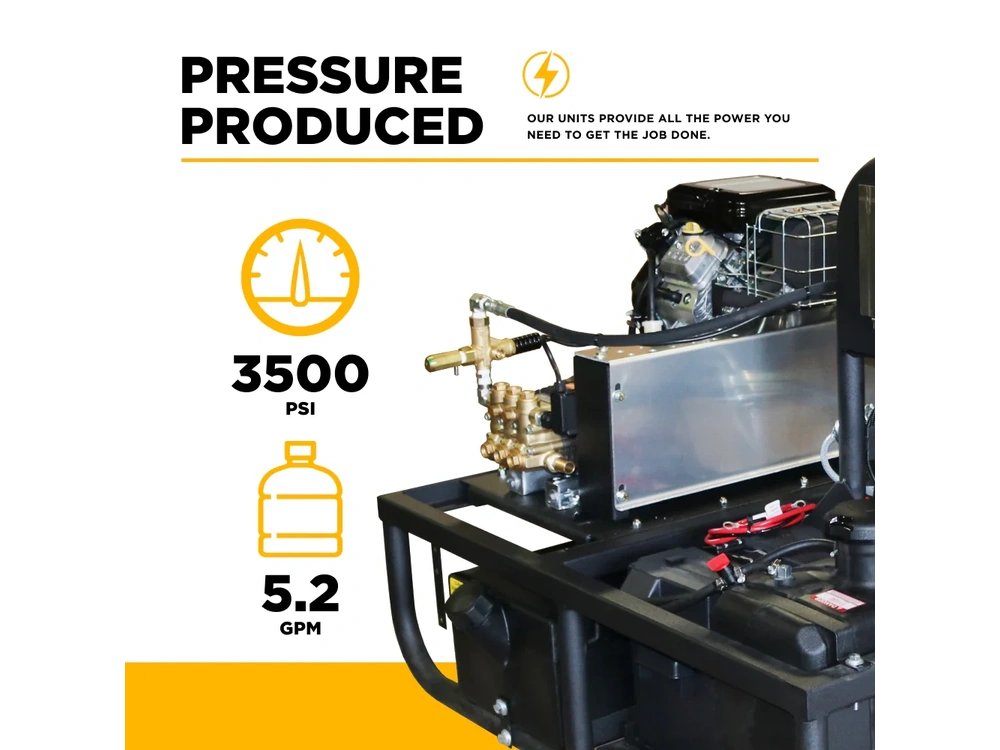 2026 BePower Z5535GPBDH 3,500 PSI 5.2 GPM Hot Water Skid Pressure Washer with General Triplex Pump - Z5535GPBDH alt
