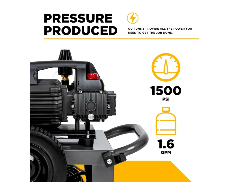 2026 BePower B1515EN 1,500 PSI 1.6 GPM 1.5 HP Electric Pressure Washer with Powerease Motor and Triplex Pump - B1515EN alt