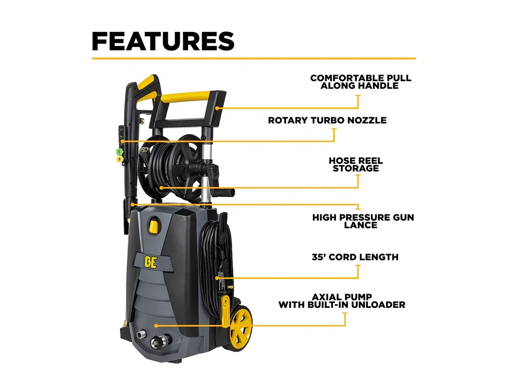 2026 BePower P2115EN 2,150 PSI 1.6 GPM Electric Pressure Washer with Powerease Motor and AR Axial Pump - P2115EN alt