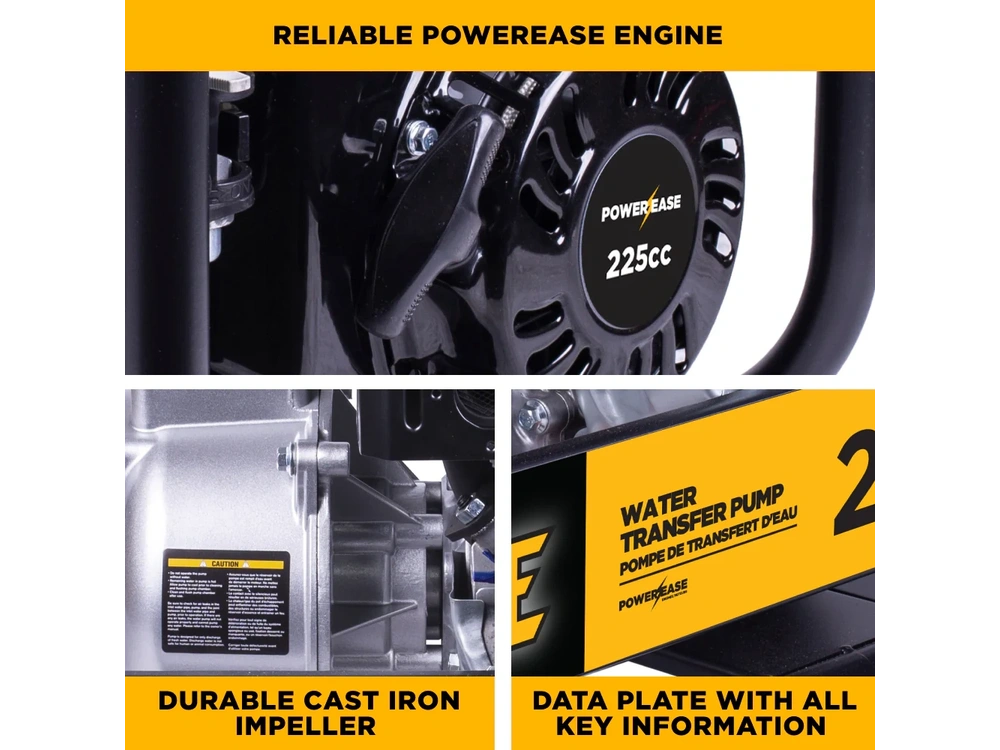 2026 BePower WP-2070S 2" 33PSI 158GPM Water Transfer Pump with Powerease 225 Engine alt