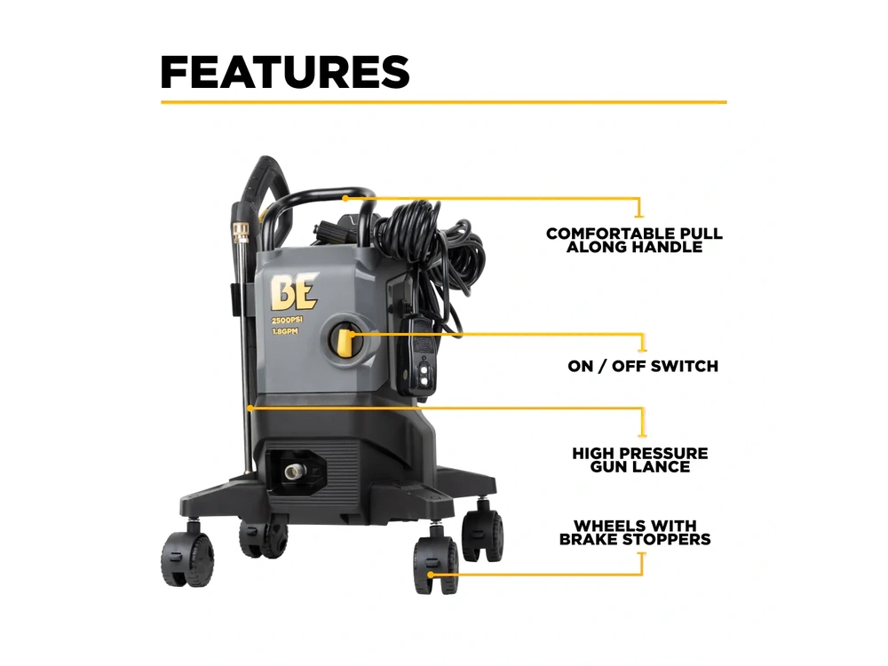2026 BePower P2518EN 2,500 PSI 1.8 GPM Electric Pressure Washer - P2518EN alt