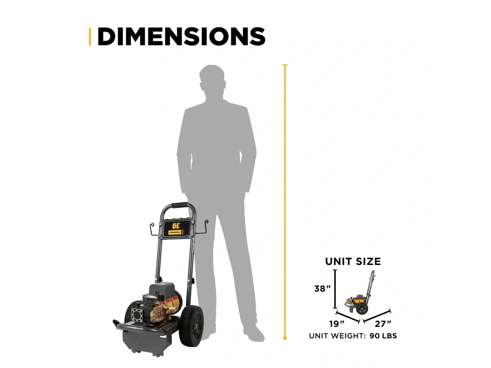 2026 BePower PE-1520EW1A 1,500 PSI 2.0 GPM Electric Pressure Washer with Baldor Motor and AR Triplex Pump - PE-1520EW1A alt