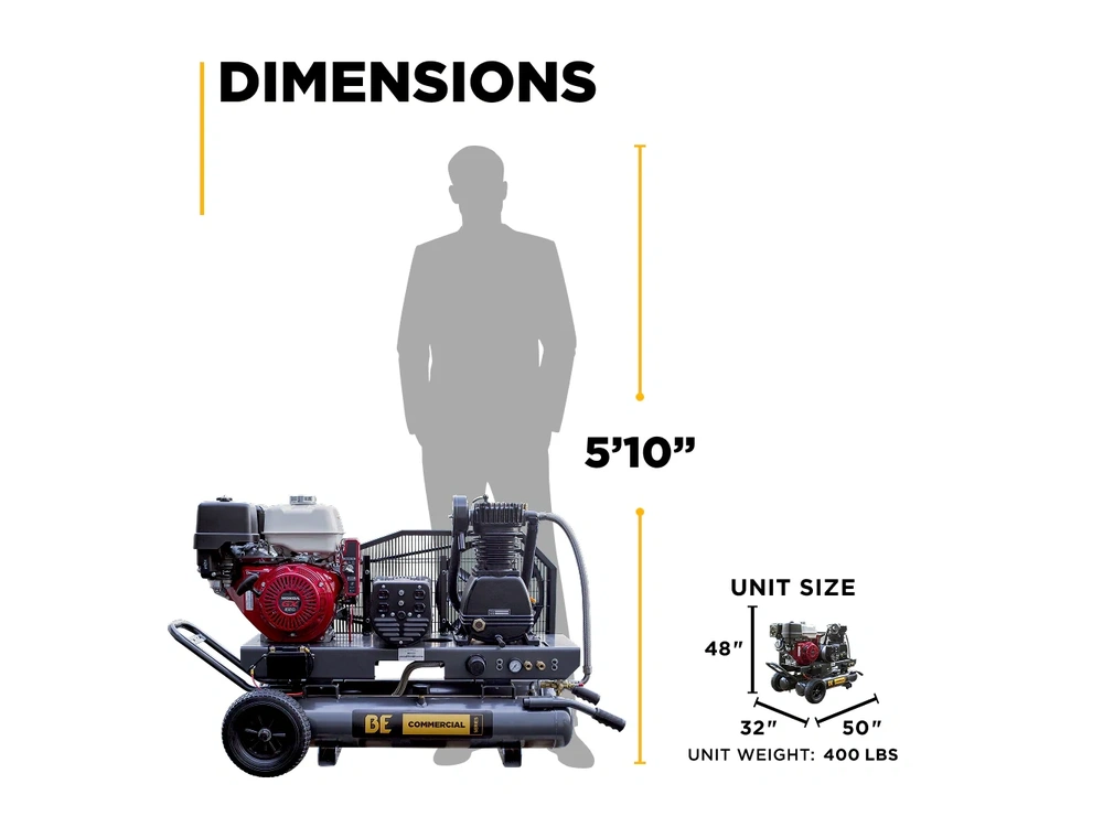 2026 BePower AC138HEG2 16 CFM @ 175 PSI Gas Air Compressor / Generator with Honda GX390 Engine - AC138HEG2 alt