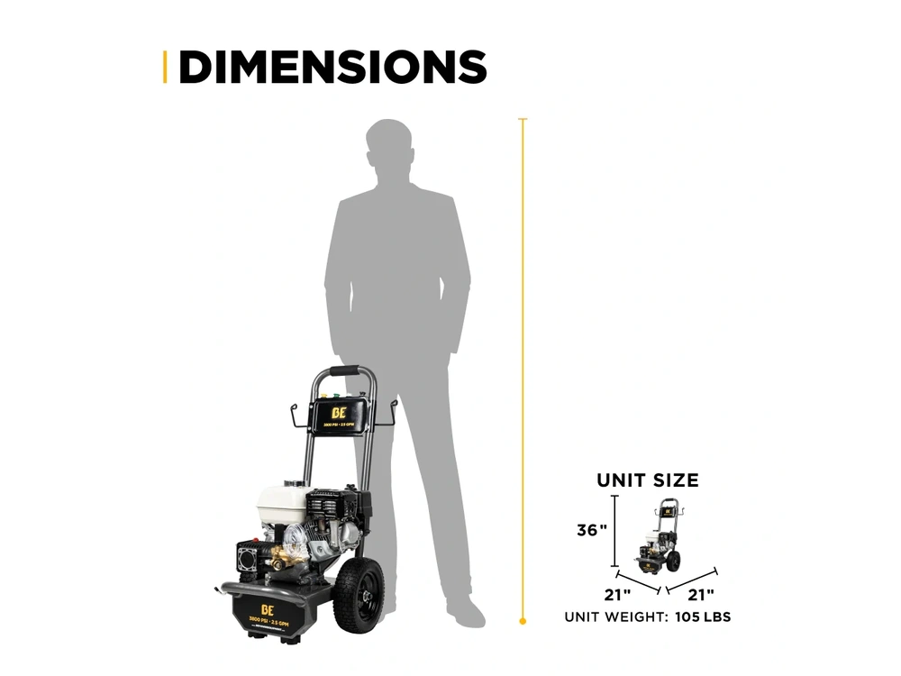 2026 BePower B3865HA 3,800 PSI 2.5 GPM Cold Water Gas Pressure Washer - B3865HA alt