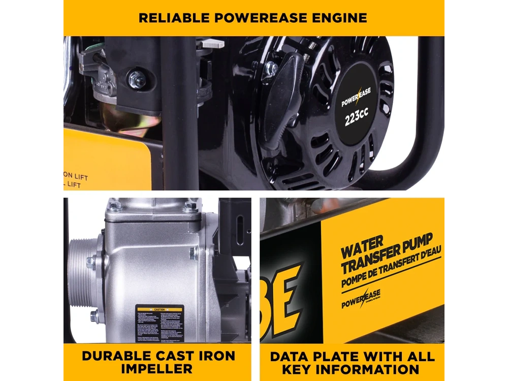 2026 BePower WP-3070S 3" Water Transfer Pump with Powerease 225 Engine alt