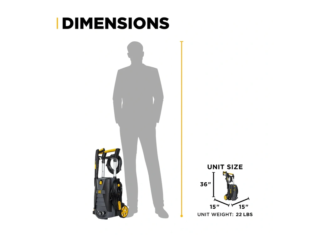 2026 BePower P1915EN 2,000 PSI 1.7 GPM Electric Pressure Washer with Powerease Motor and AR Axial Pump - P1915EN alt