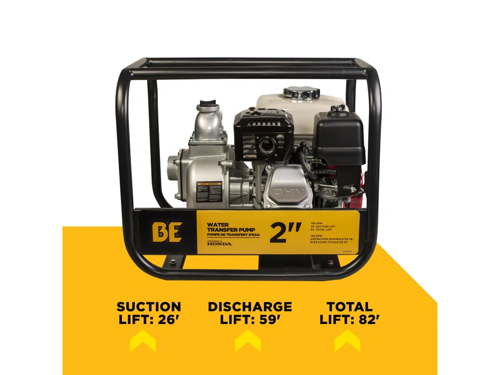 2026 BePower WP-2065HL 2" Water Transfer Pump with Honda GX200 Engine alt