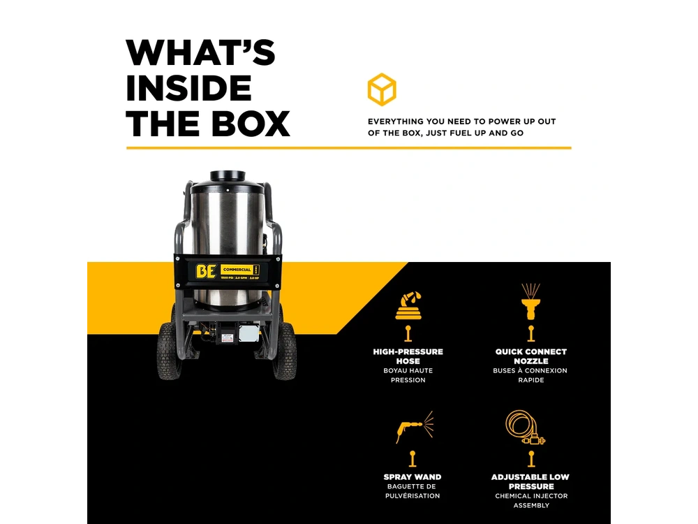 2026 BePower HW152EA 1,500 PSI 2.0 GPM Hot Water Pressure Washer with TechTop Motor and CP Triplex Pump - HW152EA alt