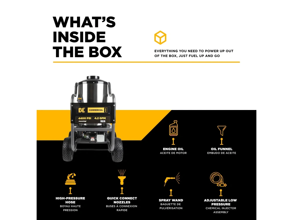 2026 BePower HW4415PA 4,400 PSI - 4.2 GPM Hot Water Pressure Washer with Powerease 420 Engine and CP Triplex Pump - HW4415PA alt