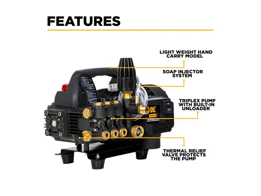 2026 BePower P1515EPN 1,500 PSI 1.6 GPM 1.5 HP Portable Electric Pressure Washer – P1515EPN alt