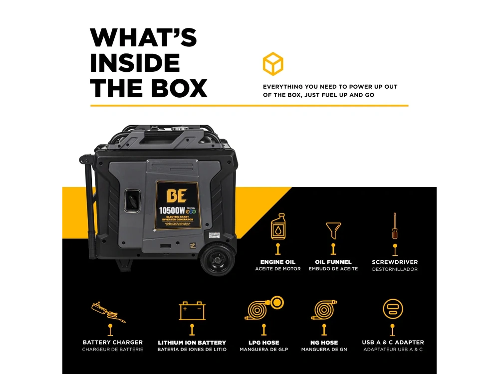 2026 BePower BE10500IT 10,500 Watt Tri-Fuel Digital Inverter Generator - BE10500IT alt