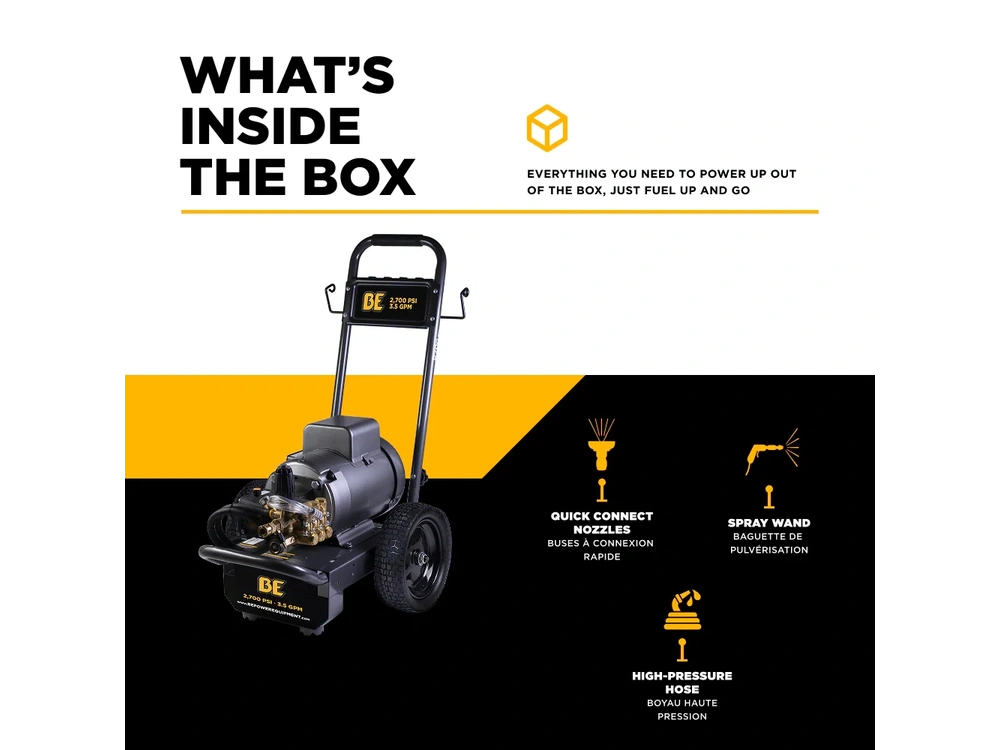 2026 BePower B2775EA 2,700 PSI 3.5 GPM 7.5 HP Electric Pressure Washer with Baldor Motor and CP Triplex Pump - B2775EA alt