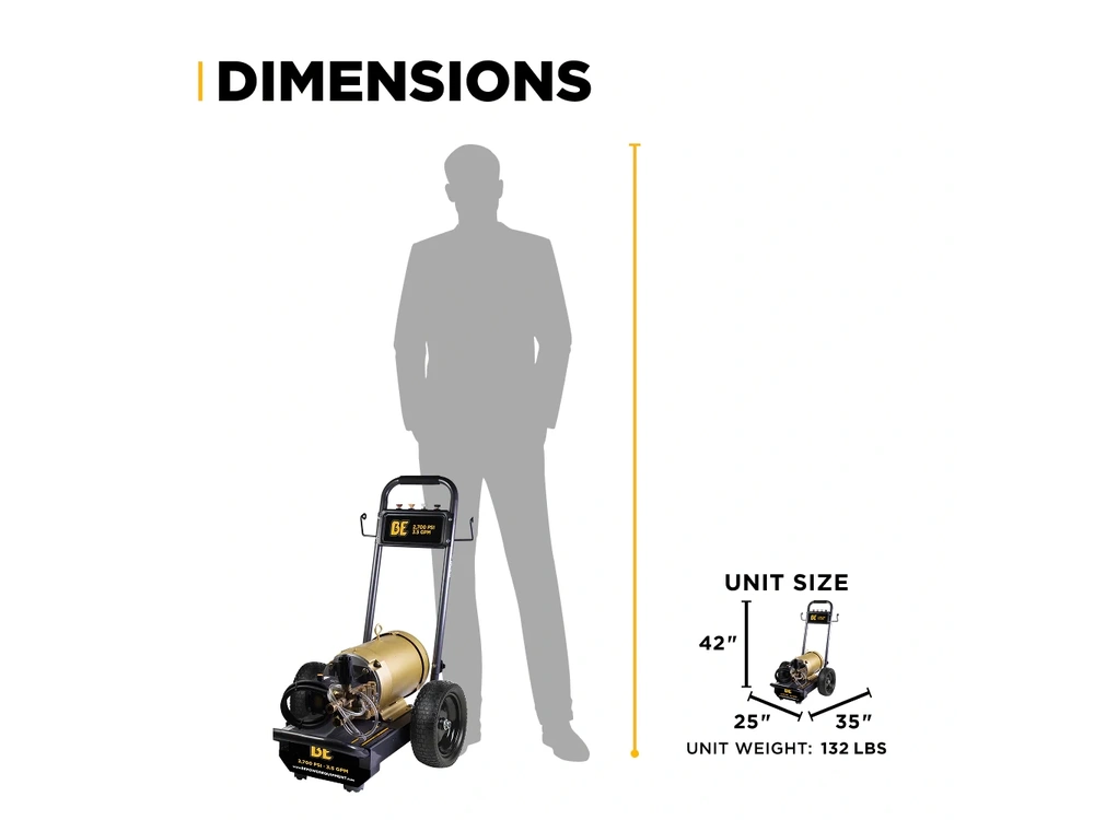 2026 BePower B2775E3AHE 2,700 PSI 3.5 GPM 7.5 HP Electric Pressure Washer with Baldor Motor and CP Triplex Pump - B2775E3AHE alt