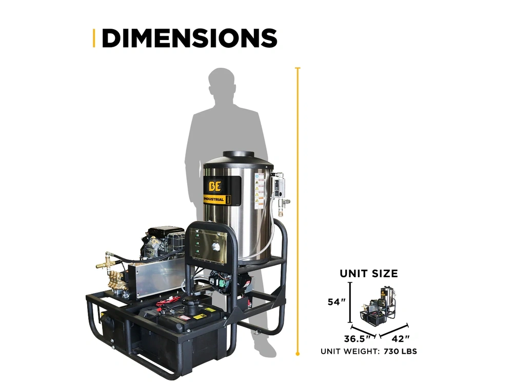 2026 BePower Z5535GPBDH 3,500 PSI 5.2 GPM Hot Water Skid Pressure Washer with General Triplex Pump - Z5535GPBDH alt