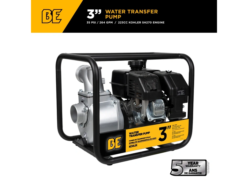 2026 BePower WP3065K 3" Water Transfer Pump with Kohler SH270 Engine alt
