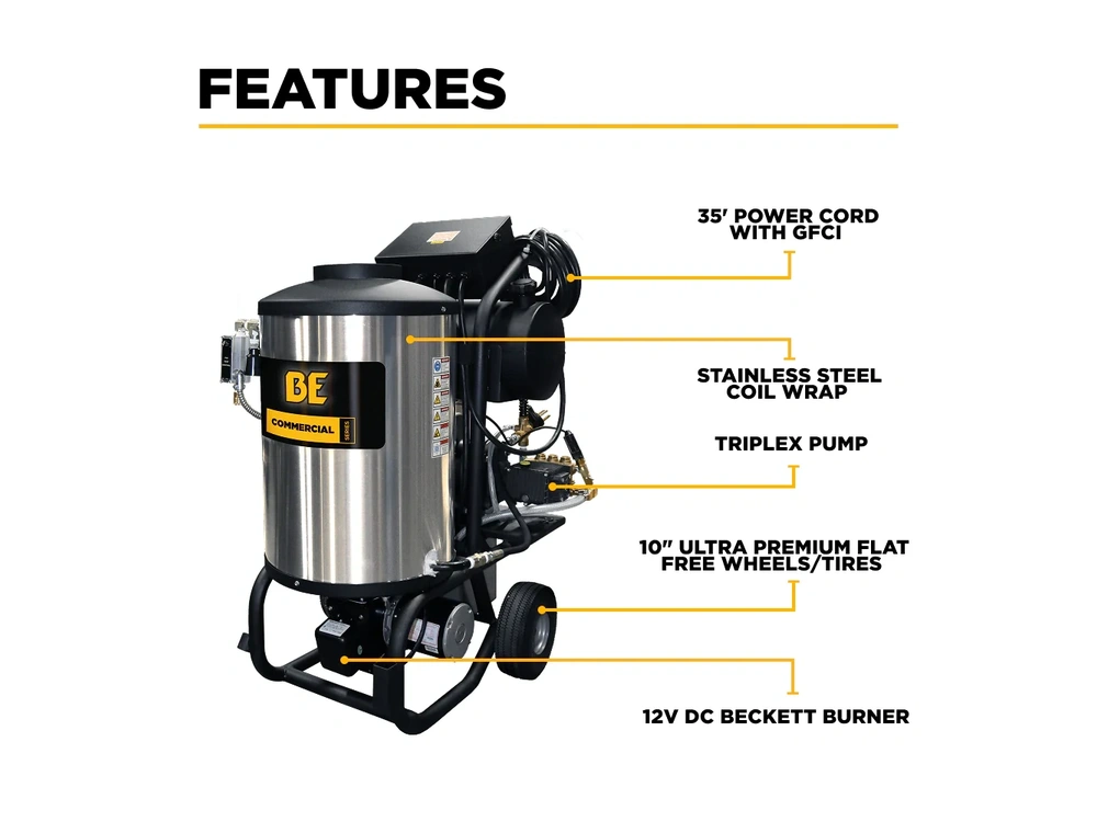 2026 BePower 42-6 2,300 PSI 4.0 GPM Hot Water Electric Pressure Washer with Comet Triplex Pump - 42-6 alt