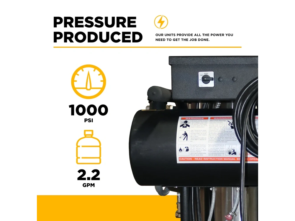 2026 BePower 15-281 1,000 PSI 2.2 GPM Hot Water Electric Pressure Washer with General Triplex Pump - 15-281 alt