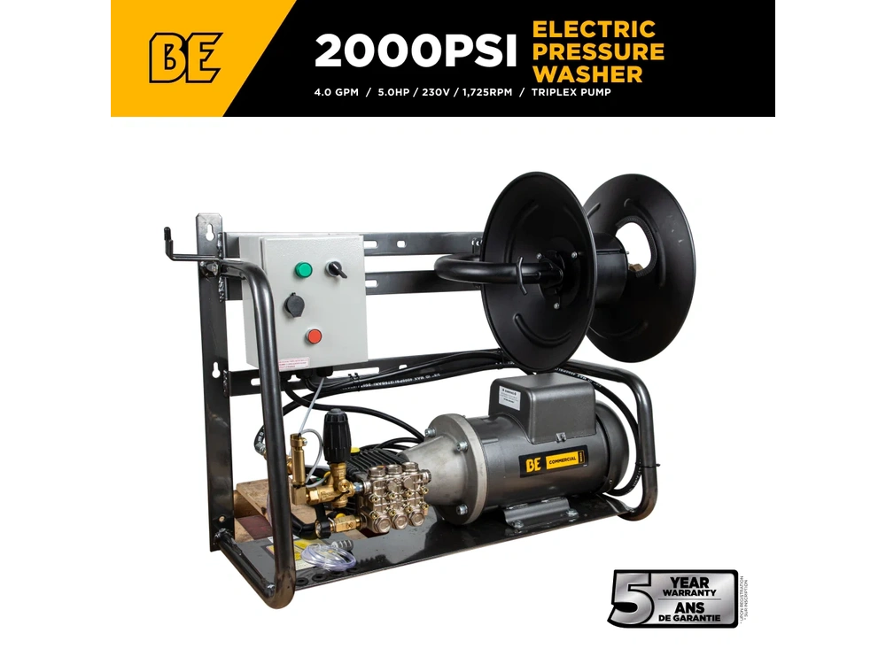2026 BePower X-2050FW1GENHT 2,000 PSI 4.0 GPM 5.0 HP Wall Mount Electric Pressure Washer with a Baldor Motor and General Triplex Pump - X-2050FW1GENHT alt