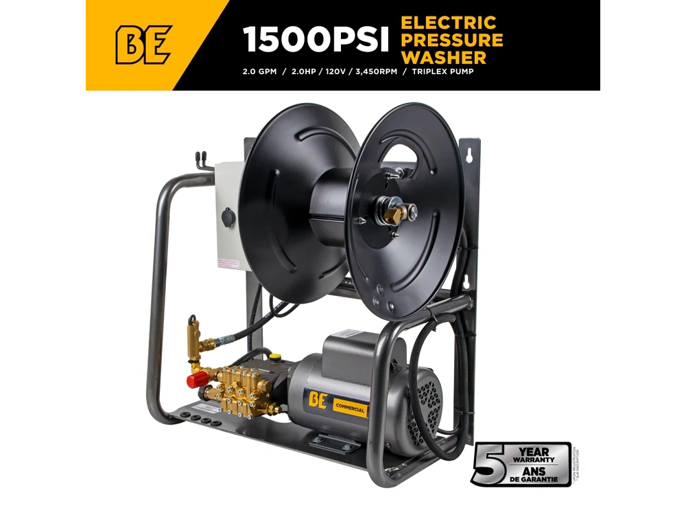 2026 BePower X-1520FW1GENH 1,500 PSI 2.0 GPM 2.0 HP Wall Mount Electric Pressure Washer with a Baldor Motor and General Triplex Pump - X-1520FW1GENH alt