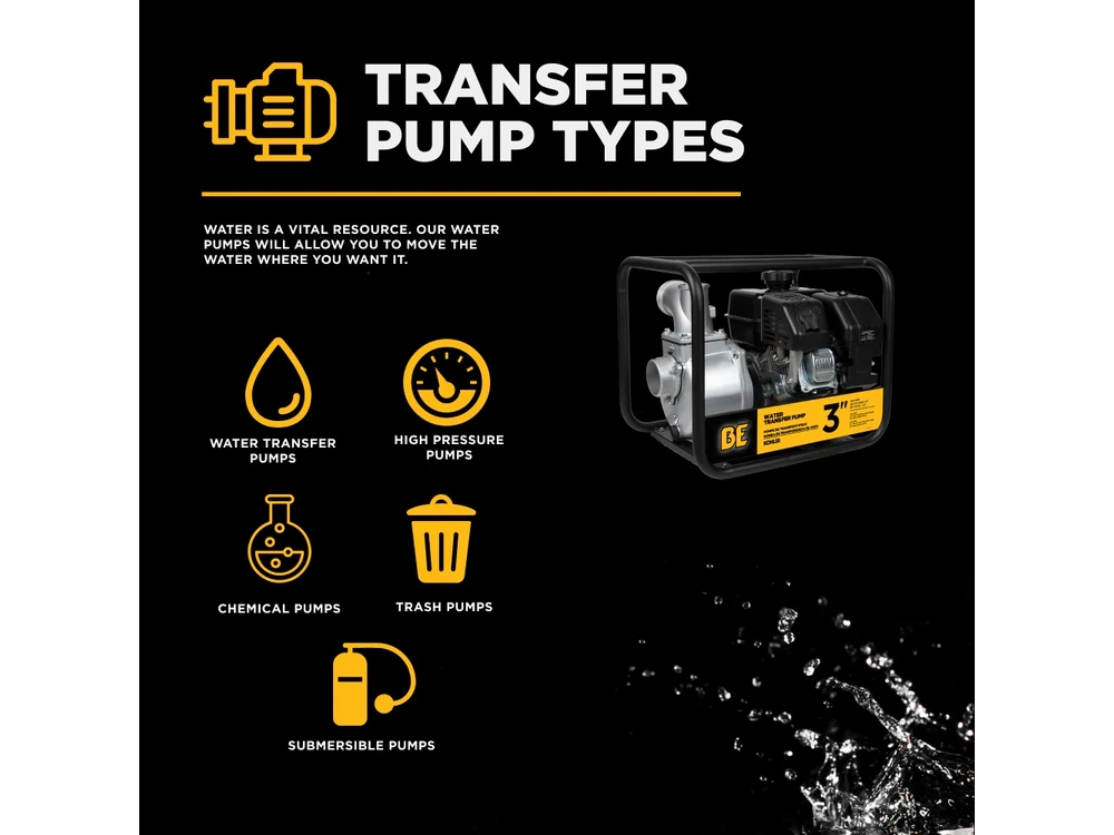 2026 BePower WP3065K 3" Water Transfer Pump with Kohler SH270 Engine alt