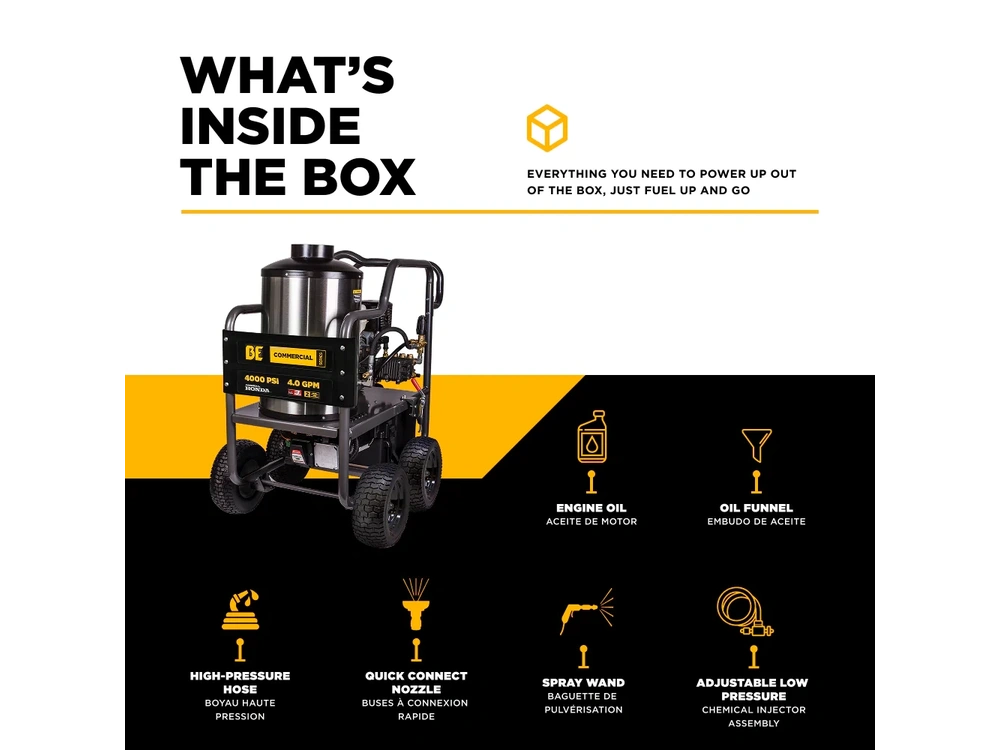 2026 BePower HW4013HG 4,000 PSI - 4.2 GPM Hot Water Pressure Washer with Honda GX390 Engine and General Triplex Pump - HW4013HG alt
