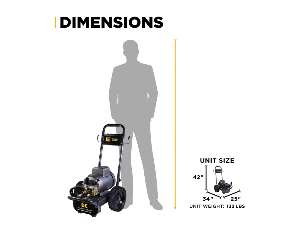 2026 BePower B2775EA 2,700 PSI 3.5 GPM 7.5 HP Electric Pressure Washer with Baldor Motor and CP Triplex Pump - B2775EA alt