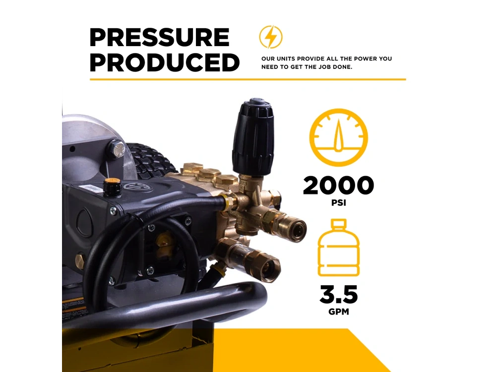 2026 BePower B205EA 2,000 PSI 3.5 GPM 5.0 HP Electric Pressure Washer with Baldor Motor and AR Triplex Pump - B205EA alt