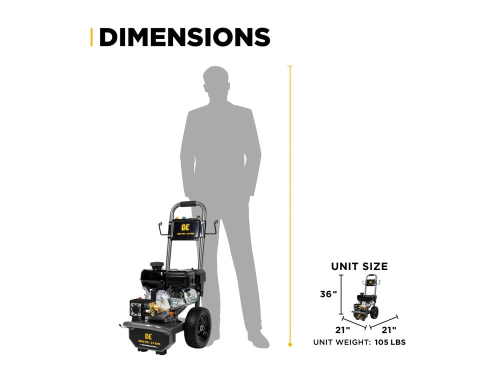 2026 BePower B3875PA 3,800 PSI 2.5 GPM Cold Water Gas Pressure Washer - B3875PA alt