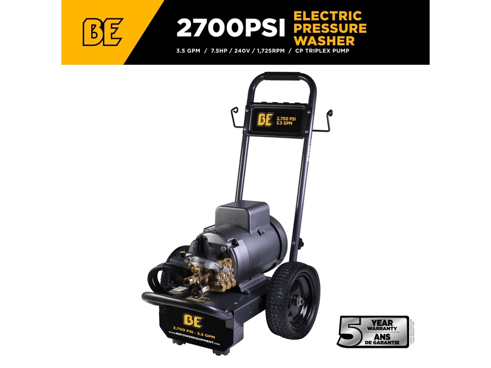 2026 BePower B2775EA 2,700 PSI 3.5 GPM 7.5 HP Electric Pressure Washer with Baldor Motor and CP Triplex Pump - B2775EA alt