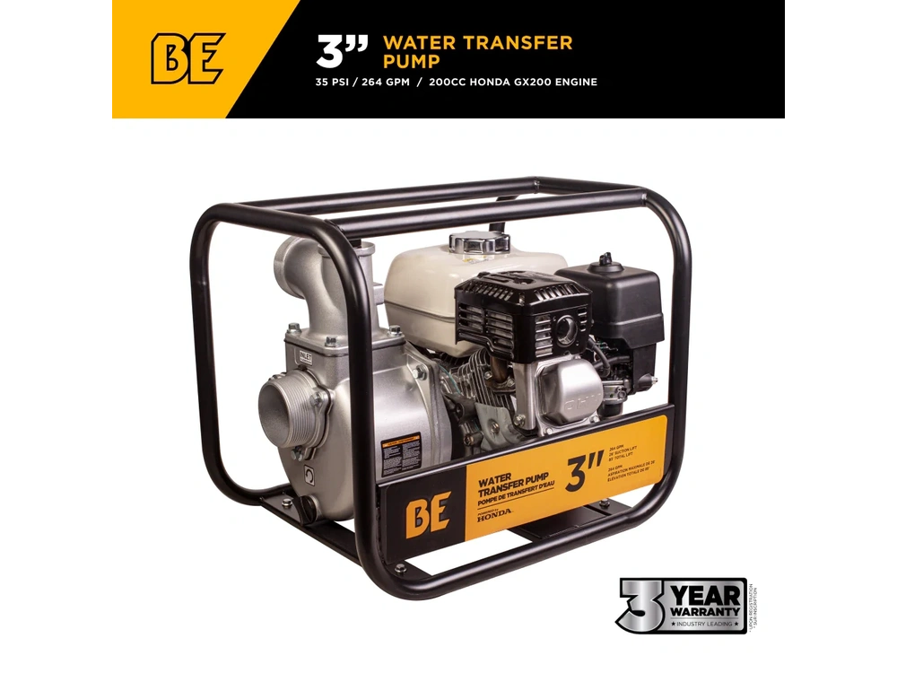 2026 BePower WP-3065HL 3" Water Transfer Pump with Honda GX200 Engine alt