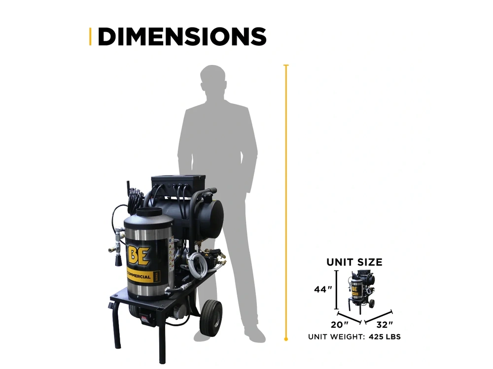 2026 BePower 1250 1,000 PSI 2.0 GPM Hot Water Electric Pressure Washer with General T9051EBF triplex pump - 1250 alt