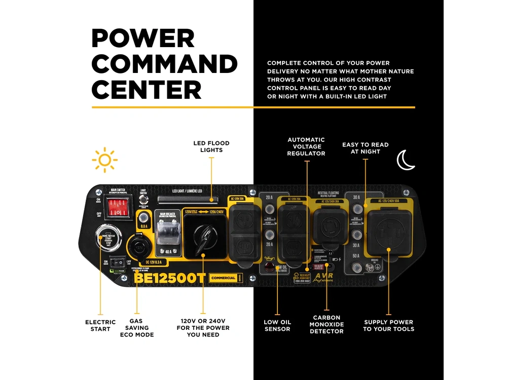 2026 BePower BE12500T 12,500 Watt Tri-Fuel Generator - BE12500T alt