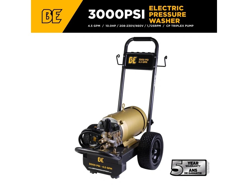 2026 BePower B3010E34AHE 3,000 PSI 4.5 GPM 10 HP Electric Pressure Washer with Baldor Motor and CP Triplex Pump - B3010E34AHE alt