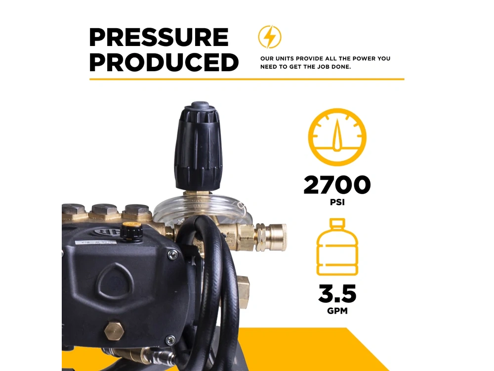 2026 BePower B2775E3AHE 2,700 PSI 3.5 GPM 7.5 HP Electric Pressure Washer with Baldor Motor and CP Triplex Pump - B2775E3AHE alt