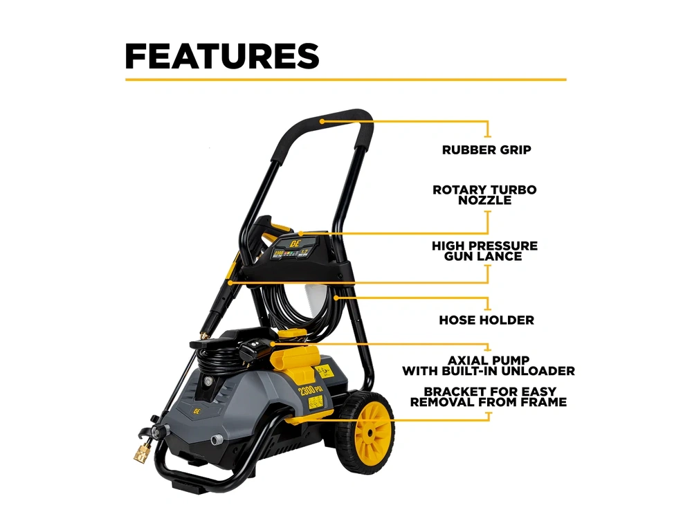 2026 BePower P2314EN 2,300 PSI 1.7 GPM Electric Pressure Washer with Powerease Motor and AR Axial Pump - P2314EN alt