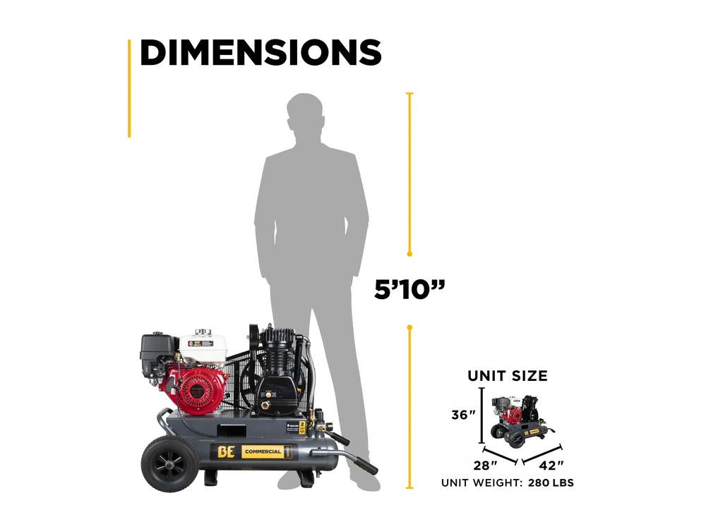 2026 BePower AC908HB2 17.7 CFM @ 175 PSI Gas Air Compressor with Honda GX270 Engine - AC908HB2 alt