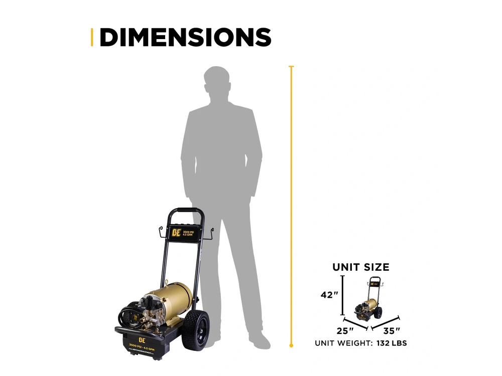 2026 BePower B3010E34AHE 3,000 PSI 4.5 GPM 10 HP Electric Pressure Washer with Baldor Motor and CP Triplex Pump - B3010E34AHE alt