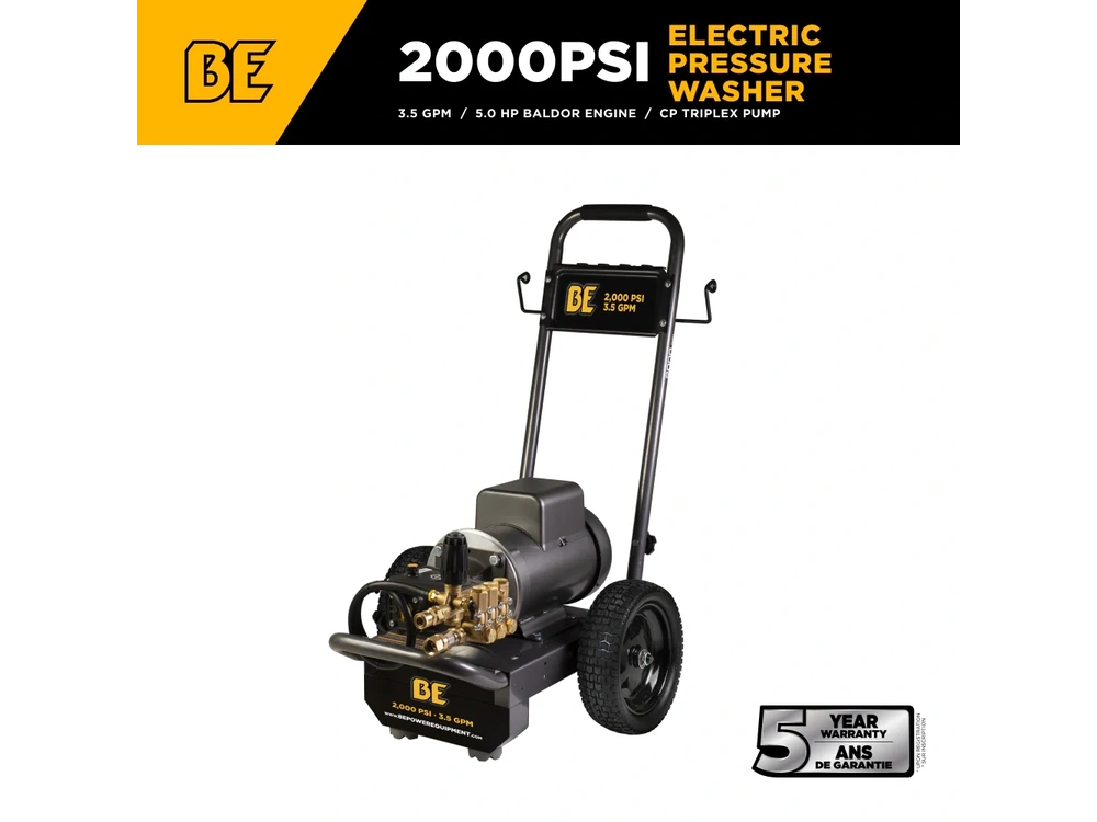 2026 BePower B205EA 2,000 PSI 3.5 GPM 5.0 HP Electric Pressure Washer with Baldor Motor and AR Triplex Pump - B205EA alt