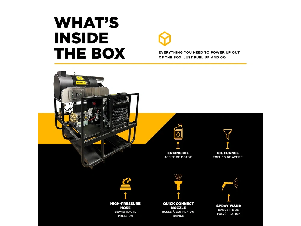 2026 BePower 5835DG 3,500 PSI 8 GPM Hot Water Diesel Pressure Washer Skid with General Triplex Pump - 5835DG alt