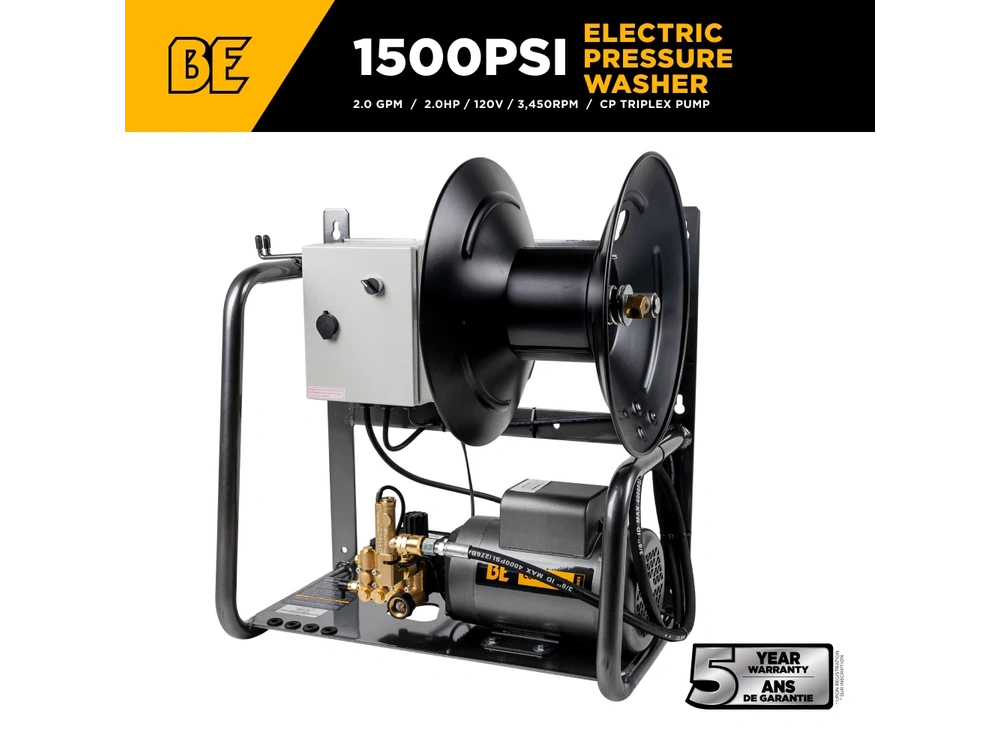 2026 BePower X-1520FW1ARH 1,500 PSI 2.0 GPM 2.0 HP Wall Mount Electric Pressure Washer with a Baldor Motor and CP Triplex Pump - X-1520FW1ARH alt