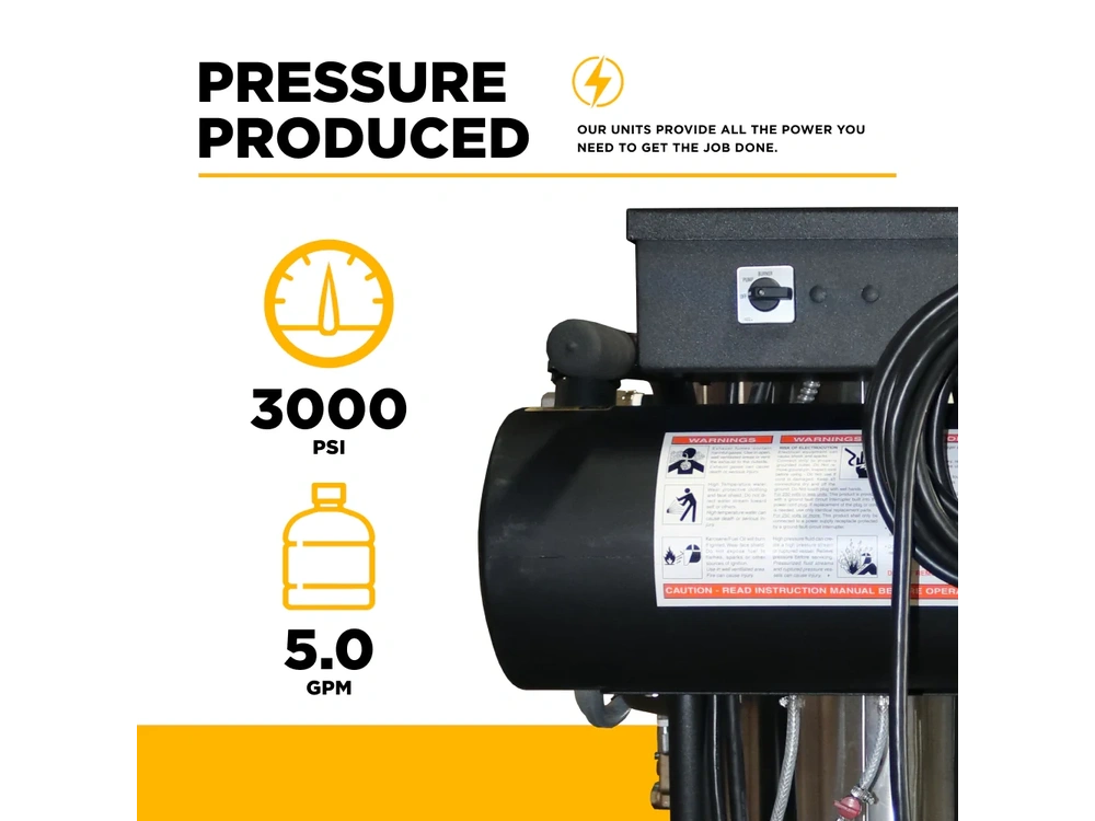 2026 BePower 15-530 3,000 PSI 5.0 GPM Hot Water Electric Pressure Washer with General Triplex Pump - 15-530 alt