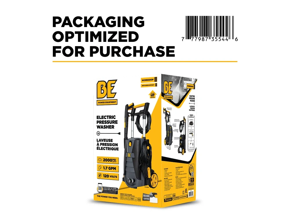 2026 BePower P1915EN 2,000 PSI 1.7 GPM Electric Pressure Washer with Powerease Motor and AR Axial Pump - P1915EN alt